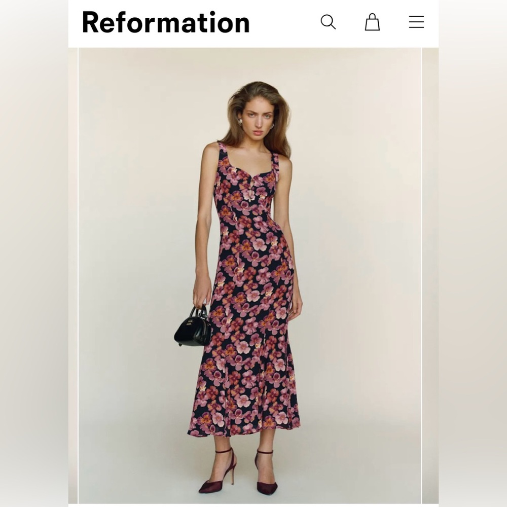 Reformation Floral Maxi Dress in Pink and Black